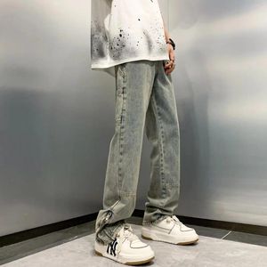 Männer Jeans 2023 Y2k Mode Knöchel Reißverschluss Baggy Cargo Hosen Für Männer Kleidung Gerade Alte Vintage Blau Denim Hosen Pantalon homme Winter01 756