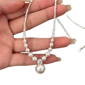 Halsband Swarovskis Designer Kvinnor Toppkvalitet krossade silver S925 Sterling Silver Pearl Halsband Kolkedjan Avancerade gradientsmycken för kvinnor