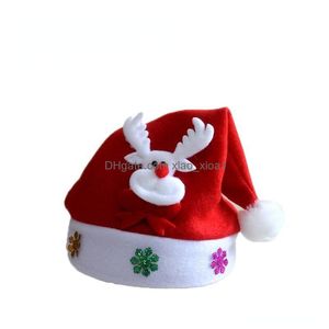 Julekorationer 1st hatt roliga Santa Snowmen Reindeer Party pannband mjuk komfort flanell för dekorationChristmas Drop Deliver Dh4ks