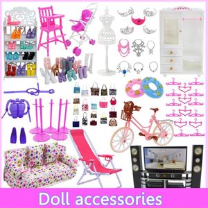 Doll Accessories Mix Cute Furniture Pretend Play Toy Hangers TV Sofa Shoes Rack for Kelly house Baby Toys 230424