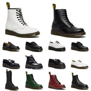 Doc Martins Designer Boots Airwair platform ayak bileği Martin Boot High Doc Martens Jadon Pürüzsüz Deri Nappa Klasik Erkekler Kadın Kış Kar Kökleri Düşük Daireler Ayakkabı