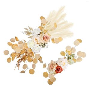 Flores decorativas Boho Artificial Flower Swag Conjunto de 2 para casamento de boas -vindas decoração floral decoração de parede de parede de parede de plantas falsas