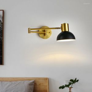 Vägglampor nordiska vintage blå ljus lampan modern svängarm våningssäng lampor antik träskiva industriell VVS