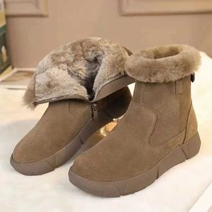 Più caldo Moda Scarpe da donna Breve Peluche Stivali da donna Vendita calda Zip laterale Stivali giornalieri Punta tonda da donna Mantieni caldi Stivaletti