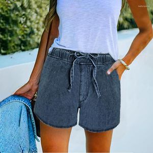 Damen Jeans Sommer Denim Shorts 2023 Mode Elastischer Bund Lässige Straße Leichte Strech Damenhose Gerades Bein