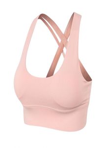 Top reggiseno sportivo da allenamento da donna tuta da yoga nera Quick Dry Fitness Wear colore rosa pelle8445416