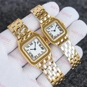 Square Designer Watch Quartz Relojes Diamond Watch Women Stali Stal Stal Mens Watch Stated Gold Srebrne Montre de Luxe Waterproof Waterproof Watch zegarki DH013