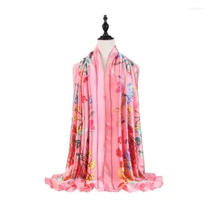 Scarves Spring Shawls Europe America Style Silk Satin Pastoral Retro National Harvest Season Sunscreen Hijab Scarf For Women