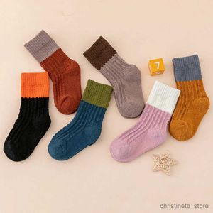 Kids Socks Kids Socks Baby Thick Winter Socks Coral Fleece Children Soft Socks Warm Patchowork Floor Socks Boys Girls Striped Socks R231125