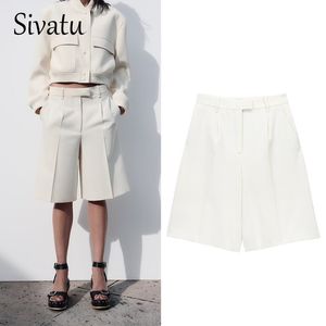 Pantaloncini da donna Sivatu Y2k Short Summer 2023 Networks Large Size Vita alta Bianco Elegante Ciclismo Golf Wear Donna Primavera 230424