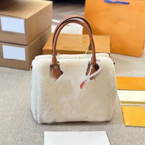 dapu designer bag new ladies cream bag brown print handbag teddy plush bag cute change shoulder bag crossbody