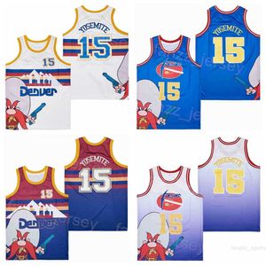 Pallacanestro 15 Yosemite Sam Moive Jersey Pullover Retro College Puro cotone Per gli appassionati di sport Università Traspirante Squadra in pensione Colore Blu Viola Bianco Uniforme Top