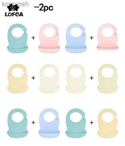 Bibs Burp Cloths 2PC Baby Bib Solid Color BPA Free Waterproof Saliva Drip-Proof Bib Soft Food Grade Silicone Feeding Scarf For NewbornL231125