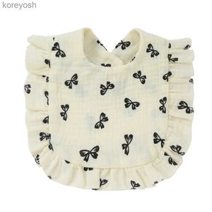 Bibs Burp Cloths Korean Style Baby Feeding Drool Bib Ruffle Floral Infants Saliva Towel Soft Cotton Burp Cloth For Newborn Toddler Kids Bibs NewL231126