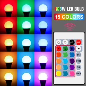 Lâmpadas LED E27 SMART CONTROL RGB LUZ 21 Dimmível 5W 10W 15W RGBW Lâmpada colorida Bulb