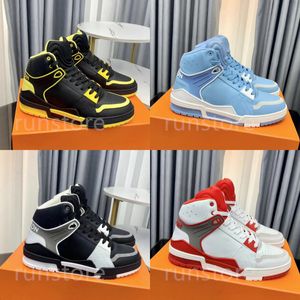 New Trainer Sneakers Men High Top shoes Platform Shoes luxurys Leather Logo Embossed Trainer Black Yellow Red Shoes Designer Women Casual Sneakers
