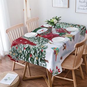 テーブルクロスクリスマスツリースノーマンロビンベリーテーブルクロスキッチンダイニングお祝いの装飾カバー長方形のコーヒー