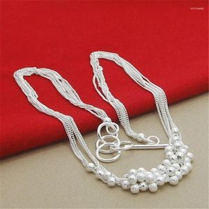 Collana di collane con ciondolo 925 sfere di sabbia di gioielli alla moda placcate argento all'ingrosso N086