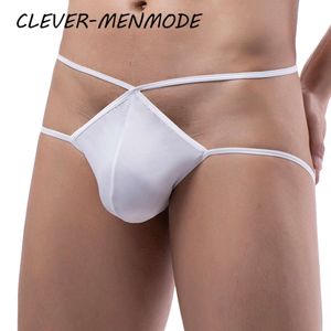 Men's Sexy Cross Belt Underwea Ice Silk Raised Bag Thong G String T Back Lingerie Crotch Panties Sex Gay Bikini 18+