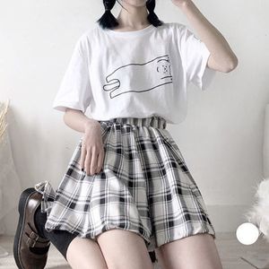 スカートHouzhou Harajuku Plaid Skirt Women KawaiiかわいいハイウエストAラインミニスカートサマーソフトガール日本語スタイルロリータストリートウェア230425