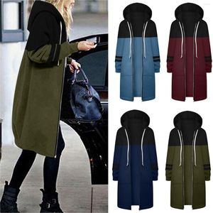 Women's Jackets 2023 Autumn Casual Women Long Hoodies Sweatshirt Coat Zip Up Outerwears Hooded Jacket Winter Pockets Plus Size Outwear Tops