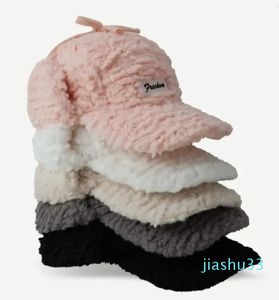 Berets Lamm Plüsch Baseball Cap Mode Verdickt Warm Halten Earflap Hut Winddicht Schutz Frauen