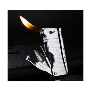 Rookpijpen Butaan Jet Lichter met pijpgereedschap Rod -aanstekers Mtifunctie Gas Torch Fire Compact Sigarettenaccessoires Sigaar voor man Dhsef