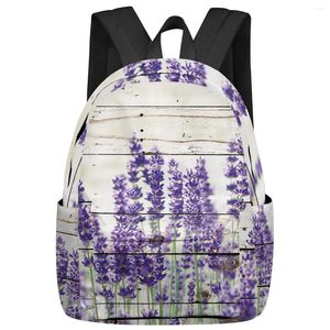 Backpack Purple Flower Lavender Women Man Backpacks Waterproof Travel School For Student Boys Girls Laptop Book Pack Mochilas