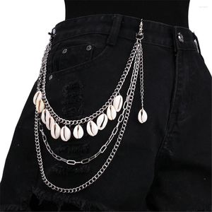 Kreki boczne Punk Multi-kain na spodniach dżinsów dla kobiet unisex egirl ebuy eBoy Shell Tassel Chains Estetyczny biżuteria 2023