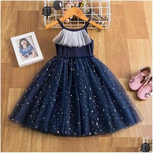 Mädchen Kleider Pailletten Stern Kleid für kleine Freizeitkleidung Kinder Party Prinzessin Kostüm Elegante Sommerkleidung 3-8T Drop Lieferung DHUQ7