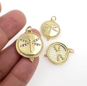 Hänghalsband Vintage Metal Dragonfly Gold Color CZ Cubic Zirconia Copper Plated Necklace Accessoarer för kvinnor Fina smycken