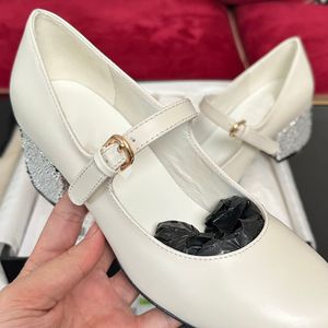 Designer de luxo clássico mulheres vestido sapatos outono famosa marca salto água diamante carta logotipo moda mary jane sapatos grossos saltos anti slides senhoras ballet desig sapato