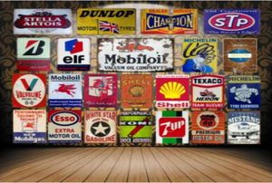 Vintage Mobil Motor Oil Tin Signs Metal Poster Elf STP Valvoline Auto Motorcykel bensingarage butik Hemvägg dekoration hem AR3698749