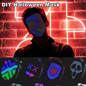 Máscaras de festa Halloween led máscara de gesto de gesto de face alterando a atmosfera de desempenho de indução atmosfera 231124