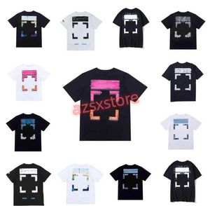 Verão Luxurys Mens e Womens Camiseta Designers Offs Roupas Loose Tees Tops Homem Casual Rua Graffiti Camisa Moletom Manga Curta Camisetas Offs Branco DS1