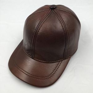 Ball Caps 2023 Brand Style Men's Real Genuine Leather Baseball Cap Sboy /Beret Hat Winter Warm Hats Cowhide H003