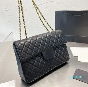 Womens Vintage Classic Flap Jumbo Quilted Black Fashion Bags Gold Metal Hardware Chain Crossbody Shoulder Large Capacity Luxury Handbags