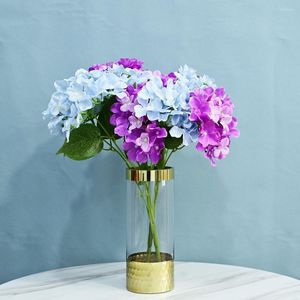 Dekorativa blommor konstgjorda hortensia gren autum silkplast blomma bukett för bröllop födelsedagsfest dekoration diy väggpografi