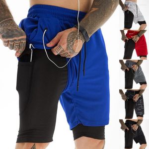 Herrbyxor herr sommar personlig trend snabb torkad casual fitness sportshorts dubbel lager anti bländning funktionell capris