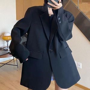 Damenanzüge UNXX Schwarzer Blazer-Mantel für Frauen Kleine Größe Schicker koreanischer Stil Lose lässige Schlankheitsoberbekleidung Frühling und Herbst