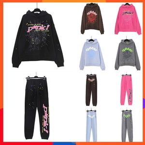 スパイダーフーディーSP5DER Young Thug 5555555 Angel Pullover Pink Red Black Mens Hoodie Pantsトップ品質SP5DERSグラフィックフード付き衣類スウェットシャツ8Bru