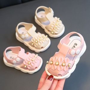 Sandaler söta bow spädbarn barn sandaler sommar solida pvc strandskor för småbarn barn mjuk enda bekväma coman baby flickor sandaler 230425