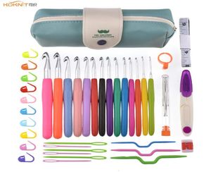 46pcs 8910mm KOKNIT Pack Crochet Hooks Set Big Size Soft Handle Crochet Needles Yarn Weave Knitting Needles Set With Bag4127050