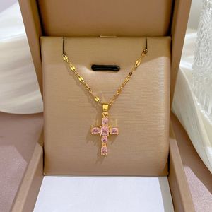 Strands Strings 316L Stainless Steel Exquisite Zirconia Cross Pendants Necklace For Women Luxury Adjust Choker Fashion Jewelry Accessories 11 11 230424