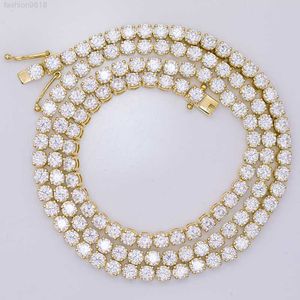 Hip Hop Chain Moissanite 925 Sterling Silver 10k 14k 18k Gold Jewelry 3mm 4mm 5mm Vvs Diamond Tennis Necklace