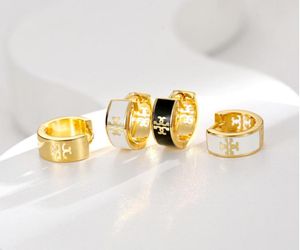 Hoop Earrings Luxury Gold Plated Metal Openwork Enamel Cross Earring For Woman Fashion Fine Jewelry Party Gifts