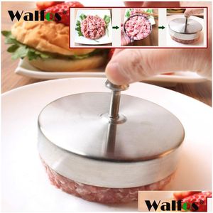 Köttfjäderfäverktyg Potry Walfos 1 PC 95 cm rundform Hamburger Press rostfritt stål Pork nötkött pajburgare som gör mögel kök 230 dhgx1