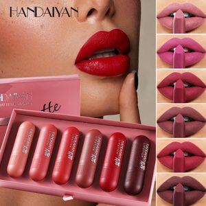 6 Teile/satz Spielkarte Samt Matte Lippenstift Lip Gloss Blau Rosa Wasserdicht Lang Anhaltende Feuchtigkeitsspendende Antihaft Tasse Lip Glasur Make-Up