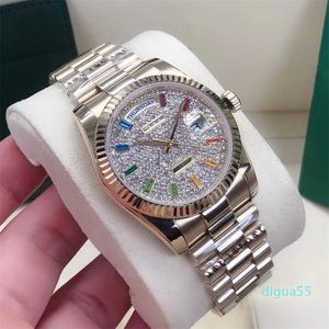 Designer Classic Fashion Automatic Mechanical Watch Inset With Colored Diamonds Storlek 36mm Sapphire Mirror Ladies