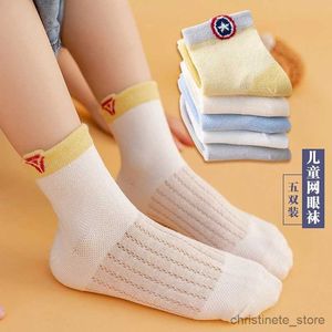 Kindersocken für Kinder, Jungen, Sommer, gekämmte Baumwolle, dünne Hohlmaschensocken, World Union, niedliche Baby-Kinder-Socken mit vertikalen Streifen, Säuglingsmode-Socken